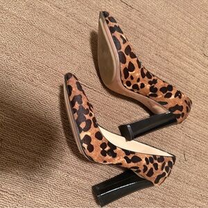 Leopard Print Leather Pointed-Toe Block Heel Pumps- Cole Haan Nike Air Edition